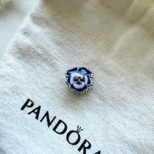 Pandora Blue Pansy Flower Charm